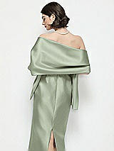 Rear View Thumbnail - Sage Satin Wrap Stole