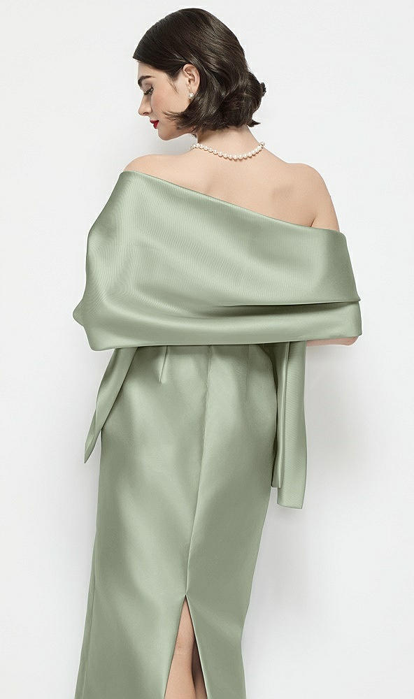 Back View - Sage Satin Wrap Stole
