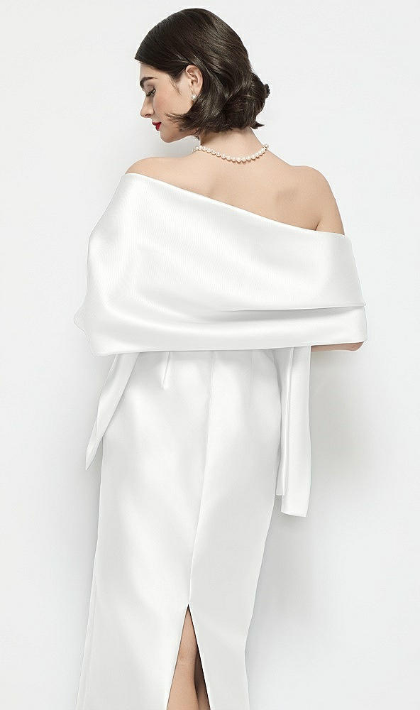 Back View - White Satin Wrap Stole