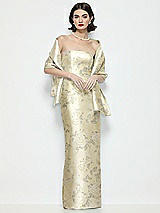 Front View Thumbnail - Butter Yellow Floral Floral Satin Wrap Stole