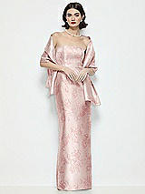 Front View Thumbnail - Bow And Blossom Print Floral Satin Wrap Stole