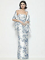 Front View Thumbnail - Cottage Rose Larkspur Floral Satin Wrap Stole