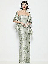 Front View Thumbnail - Sage Cottage Rose Floral Satin Wrap Stole