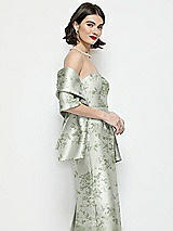 Side View Thumbnail - Sage Cottage Rose Floral Satin Wrap Stole