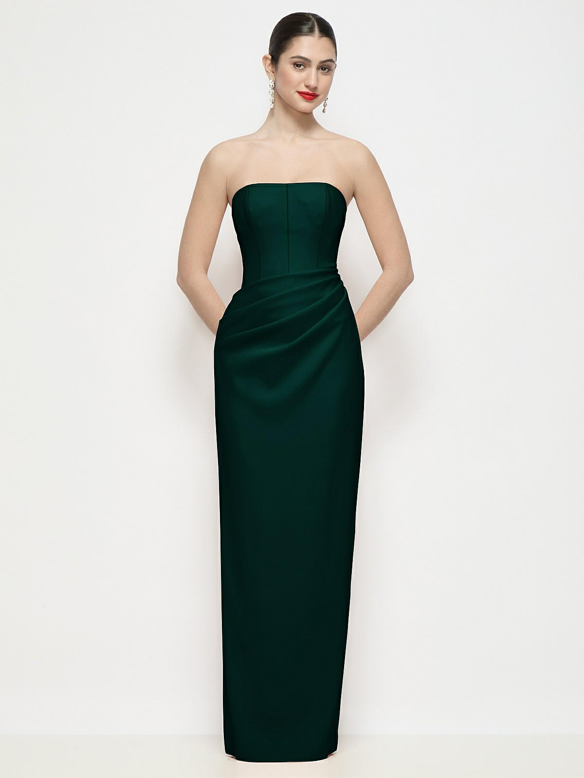 drop waist strapless maxi dress Strapless Asymmertical Drop Waist Corset Maxi Dress with Column Skirt