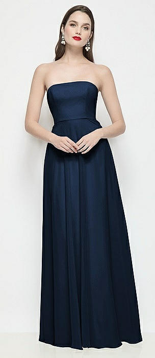 Strapless Chiffon Maxi Dress with Soft Circle Skirt