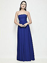 Front View Thumbnail - Cobalt Blue Strapless Chiffon Maxi Dress with Soft Circle Skirt