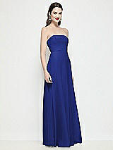 Side View Thumbnail - Cobalt Blue Strapless Chiffon Maxi Dress with Soft Circle Skirt