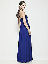 Rear View Thumbnail - Cobalt Blue Strapless Chiffon Maxi Dress with Soft Circle Skirt