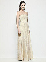 Side View Thumbnail - Butter Yellow Floral Strapless Chiffon Floral Maxi Dress with Soft Circle Skirt