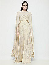 Front View Thumbnail - Butter Yellow Floral High-Low Sheer Floral Chiffon Cape
