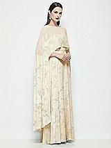 Side View Thumbnail - Butter Yellow Floral High-Low Sheer Floral Chiffon Cape