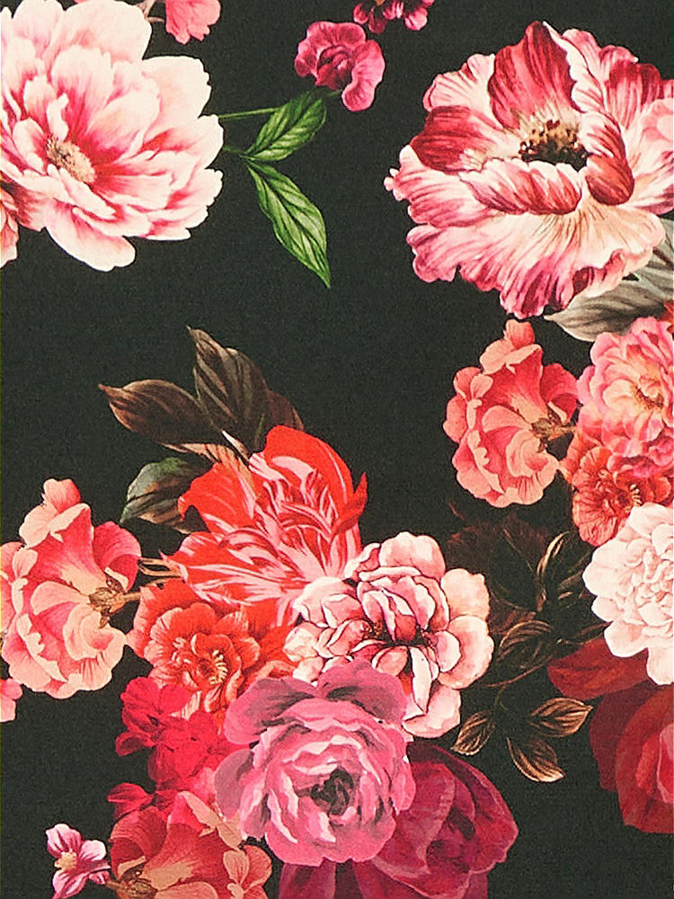 Front View - Wine Black Multi Fleur de Ville Satin Twill Fabric by the Yard