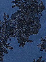Front View Thumbnail - Soft Navy / Black Flocked Floral Satin Twill Fabric by the Yard