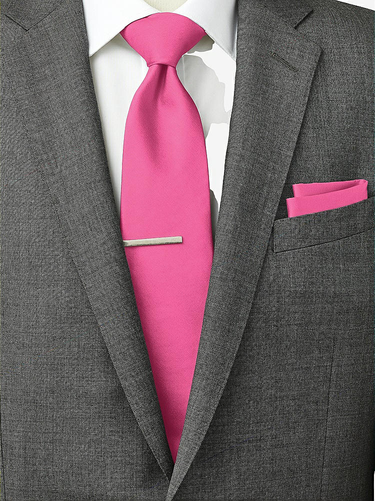 Back View - Strawberry Peau de Soie Pocket Squares by After Six