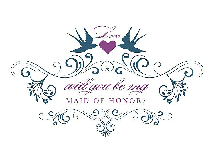 Front View - Marine & Orchid Will You Be My Maid of Honor Card - Classic