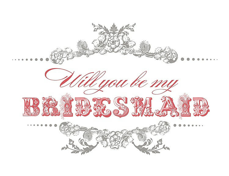Front View - Cathedral & Perfect Coral Will You Be My Bridesmaid Card - Vintage
