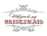 Front View Thumbnail - Frost & Perfect Coral Will You Be My Bridesmaid Card - Vintage