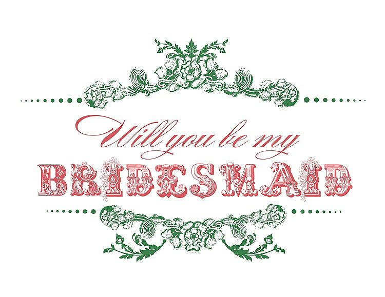 Front View - Ivy & Perfect Coral Will You Be My Bridesmaid Card - Vintage