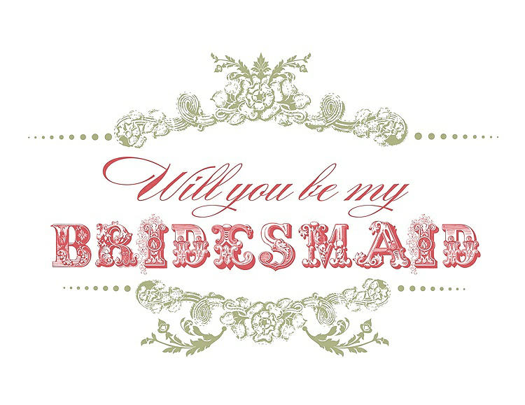 Front View - Mint & Perfect Coral Will You Be My Bridesmaid Card - Vintage