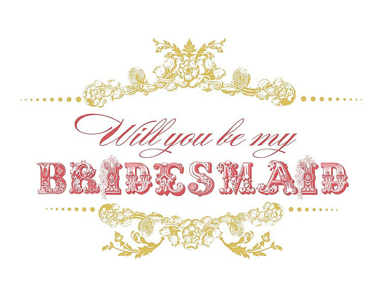 Front View - Marigold & Perfect Coral Will You Be My Bridesmaid Card - Vintage