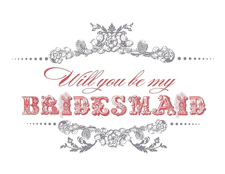Front View - Shadow & Perfect Coral Will You Be My Bridesmaid Card - Vintage