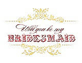 Front View Thumbnail - Sunflower & Perfect Coral Will You Be My Bridesmaid Card - Vintage
