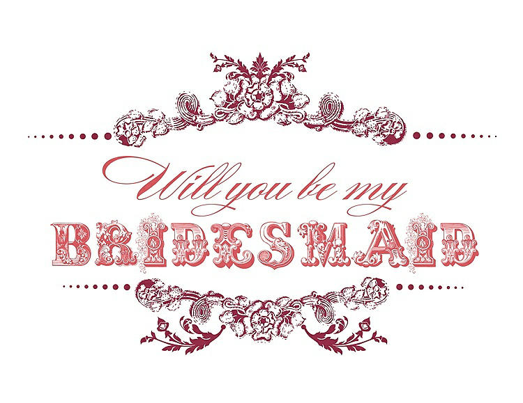 Front View - Valentine & Perfect Coral Will You Be My Bridesmaid Card - Vintage