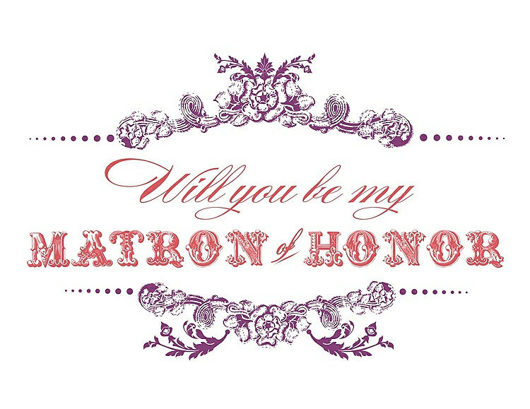 Front View - Paradise & Perfect Coral Will You Be My Matron of Honor Card - Vintage