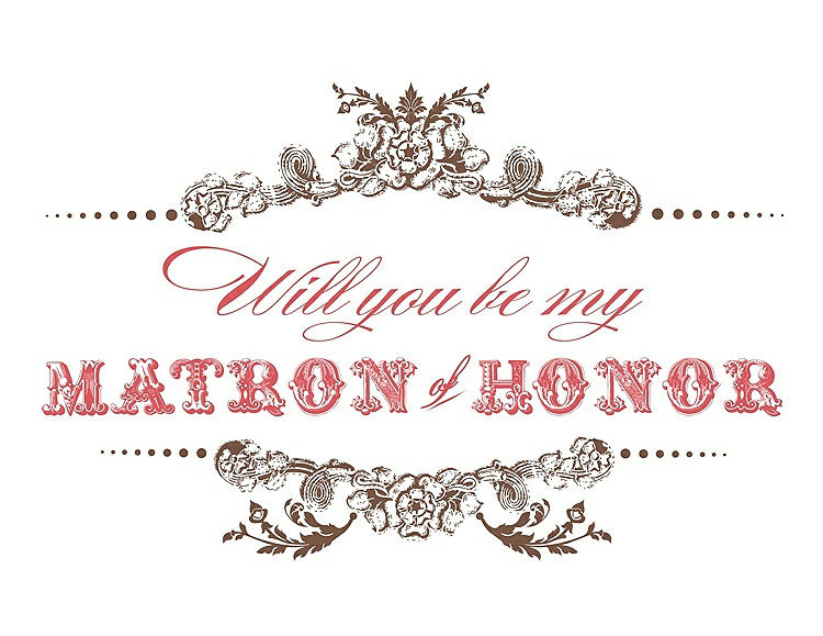 Front View - Almond & Perfect Coral Will You Be My Matron of Honor Card - Vintage