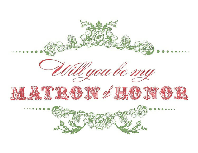 Front View - Apple Slice & Perfect Coral Will You Be My Matron of Honor Card - Vintage