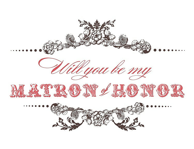 Front View - Drift Wood & Perfect Coral Will You Be My Matron of Honor Card - Vintage