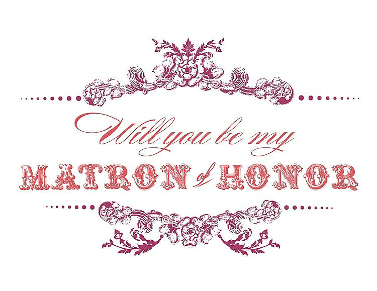 Front View - Fruit Punch & Perfect Coral Will You Be My Matron of Honor Card - Vintage