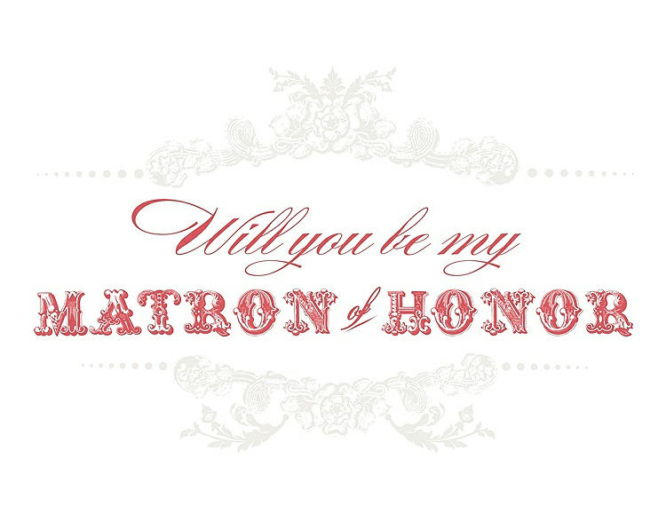 Front View - Marshmallow & Perfect Coral Will You Be My Matron of Honor Card - Vintage