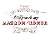 Front View Thumbnail - Petal Pink & Perfect Coral Will You Be My Matron of Honor Card - Vintage