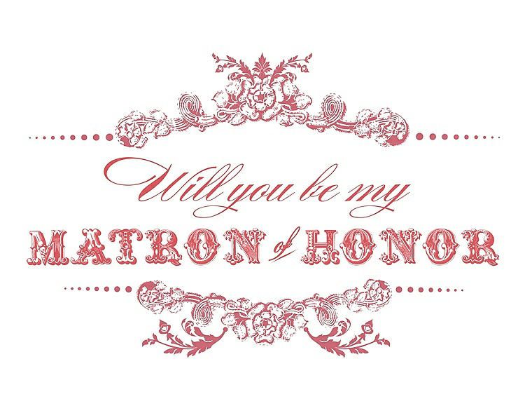 Front View - Papaya & Perfect Coral Will You Be My Matron of Honor Card - Vintage