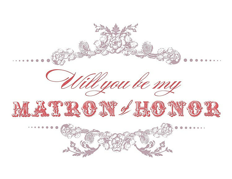 Front View - Quartz & Perfect Coral Will You Be My Matron of Honor Card - Vintage