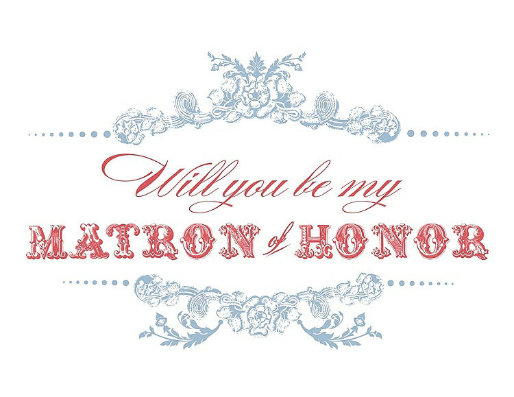 Front View - Slate & Perfect Coral Will You Be My Matron of Honor Card - Vintage