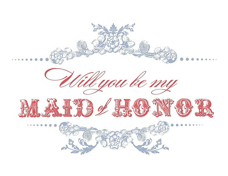 Front View - Arctic & Perfect Coral Will You Be My Maid of Honor Card - Vintage