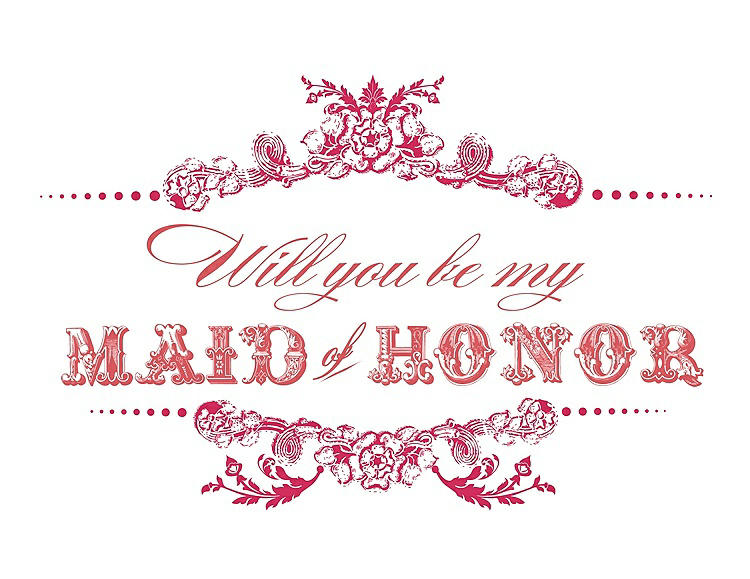 Front View - Pantone Honeysuckle & Perfect Coral Will You Be My Maid of Honor Card - Vintage