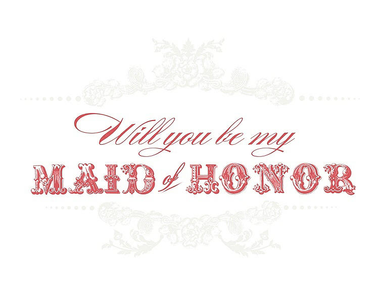 Front View - White & Perfect Coral Will You Be My Maid of Honor Card - Vintage