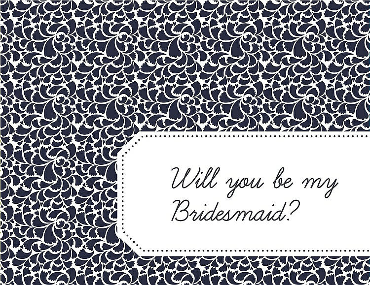 Front View - Navy Blue & Ebony Will You Be My Bridesmaid Card - Petal