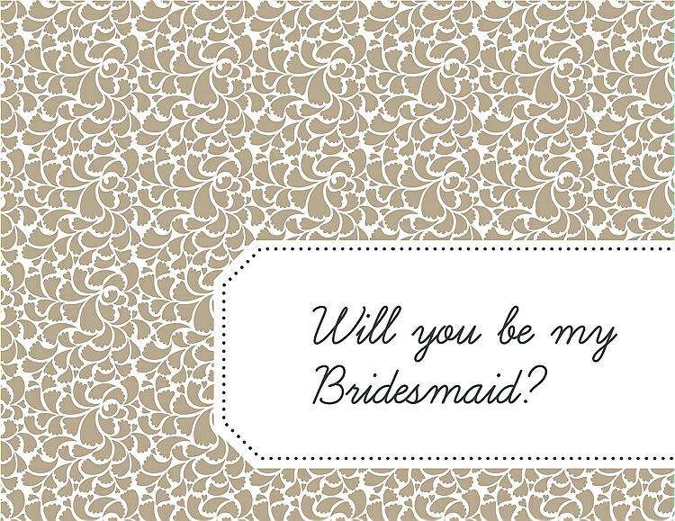 Front View - Champagne & Ebony Will You Be My Bridesmaid Card - Petal