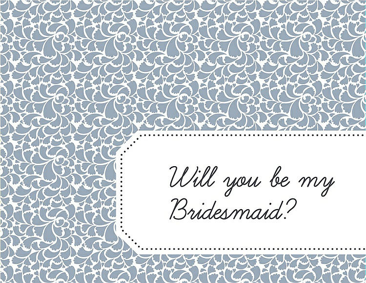 Front View - Platinum & Ebony Will You Be My Bridesmaid Card - Petal