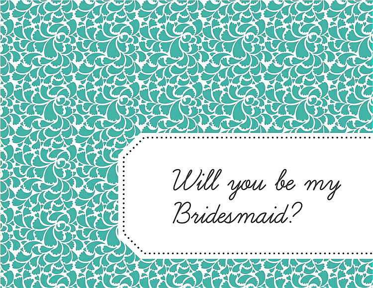 Front View - Pantone Turquoise & Ebony Will You Be My Bridesmaid Card - Petal