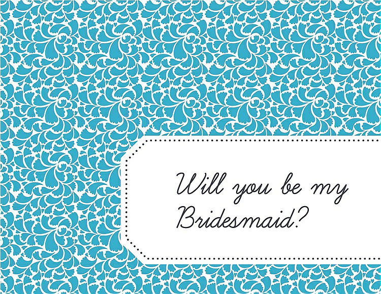 Front View - Turquoise & Ebony Will You Be My Bridesmaid Card - Petal