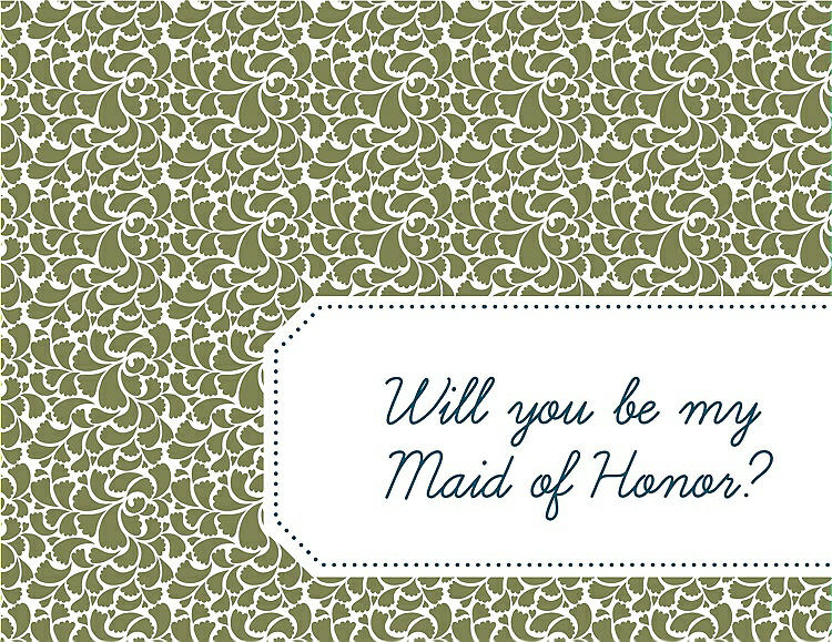 Front View - Olive & Peacock Teal Will You Be My Maid of Honor Card - Petal