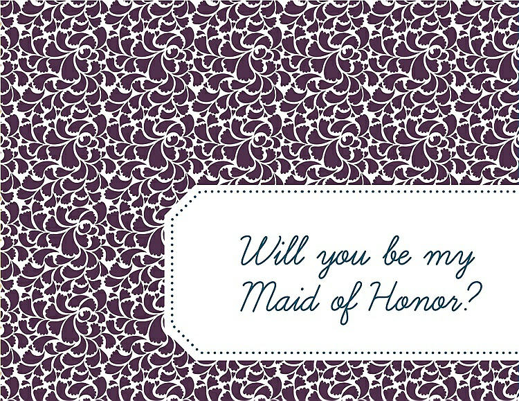 Front View - Aubergine & Peacock Teal Will You Be My Maid of Honor Card - Petal