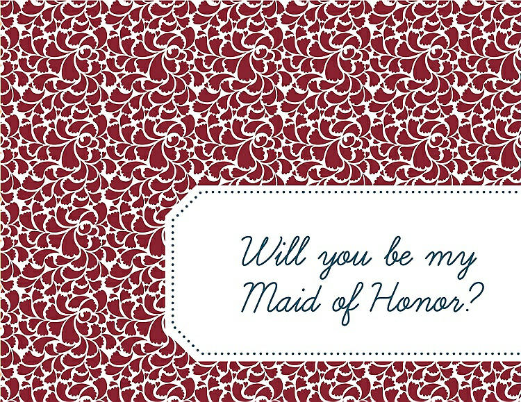 Front View - Claret & Peacock Teal Will You Be My Maid of Honor Card - Petal