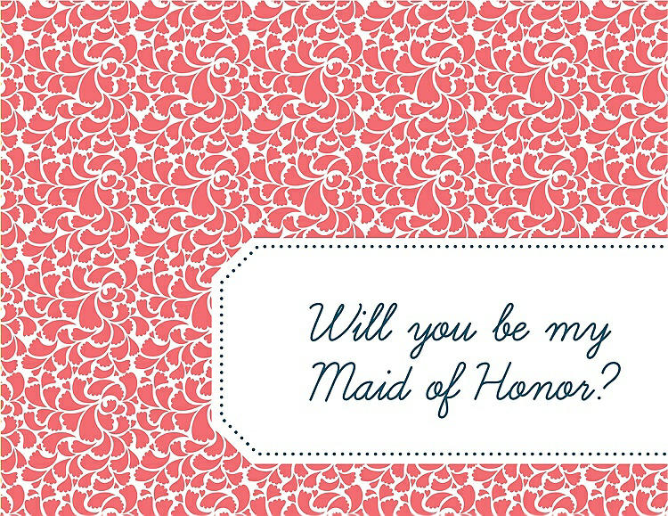 Front View - Coral & Peacock Teal Will You Be My Maid of Honor Card - Petal
